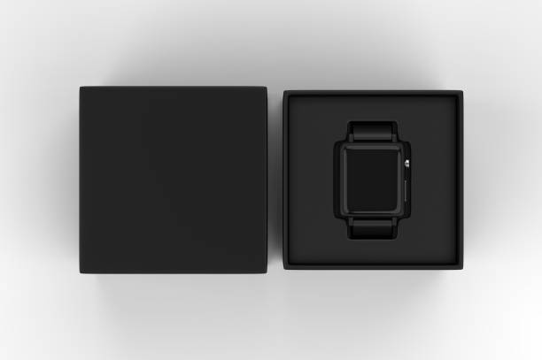 istock Smart watch with hard box packaging for branding and mock up. 3d render illustration. 1189984431