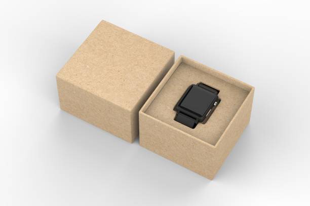 istock Smart watch with hard box packaging for branding and mock up. 3d render illustration. 1189984482
