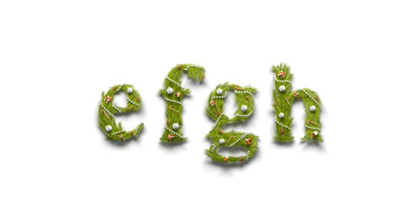 istock Decorative efgh lowercase christmas font mock up, isolated 1189984750