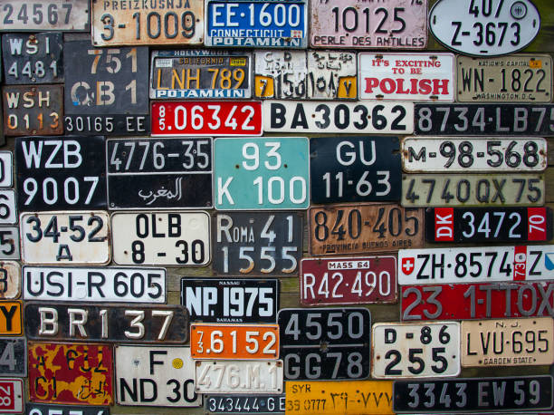 istock License Plates from Around the world on Display 1189987316
