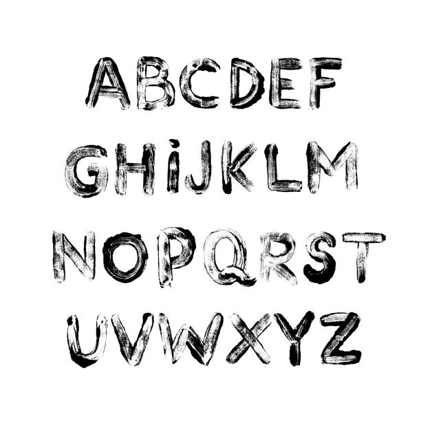 istock Alphabet grunge letters collection. Vector grunge textured font. Hand drawn typography ink elements. 1189989689