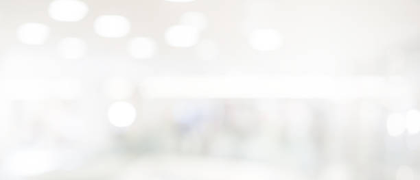 istock Abstract blurred soft white beautiful of electronic lamp light interior room panoramic background for merry christmas and happy new year 2020 festival design banner 
concept 1189991081