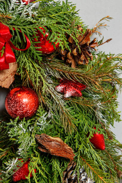 istock Christmas composition. Wreath of Christmas tree branches 1189997450