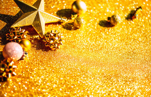istock Christmas composition with golden decoration 1189998266