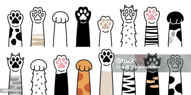 Paws Up Huisdieren Set Geïsoleerd Op Witte Achtergrond Vector Illustratie Stockvectorkunst en meer beelden van Huiskat