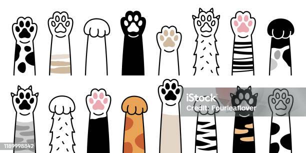 Paws Up Pets Set Isolated On White Background Vector Illustration Stock Illustration - Download Image Now