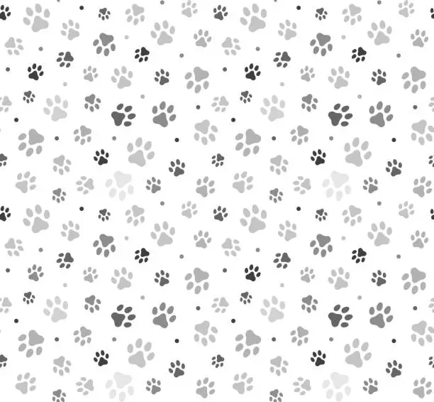 Vector illustration of Animal Paw Seamless Pattern stock illustration