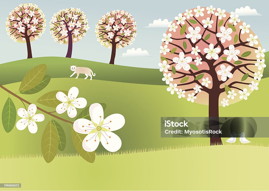 Campo de blossom - Vetor de Flor royalty-free