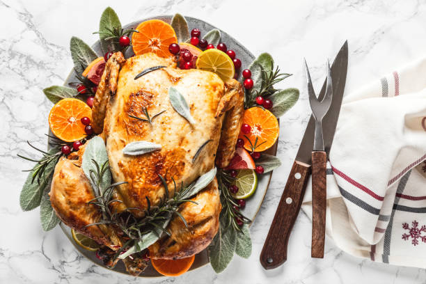 istock Christmas turkey. Prepeared roasted turkey for festive dinner 1190001707