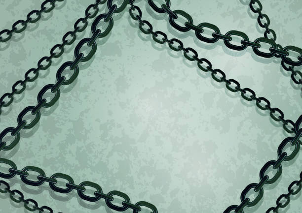 ilustrações de stock, clip art, desenhos animados e ícones de abstract steel chain on a background with a texture. trendy design cover template. - tangled rope tied knot backgrounds