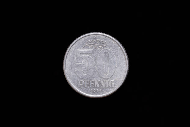 Old German 50 Pfennig coin from 1958, reverse