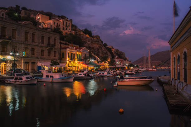 istock Port at night, ships in port 1190004310