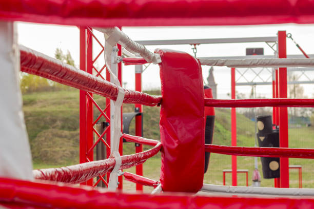 istock Boxing ring outdoors. Boxing lessons. Healthy lifestyle. 1190010856
