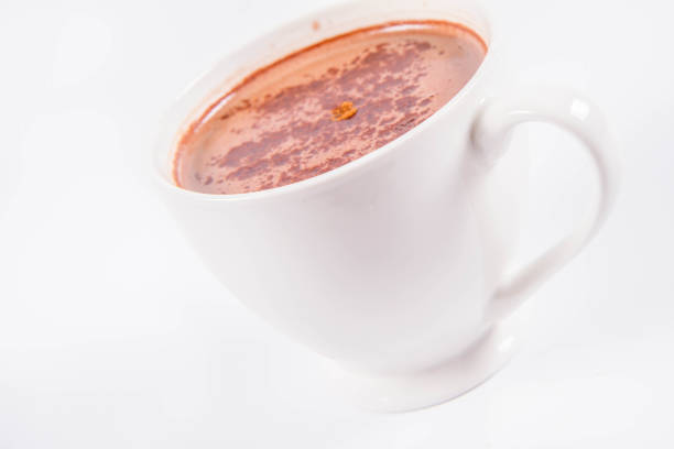 Close up of a hot chocolate mug decorated with colorful marshmallows