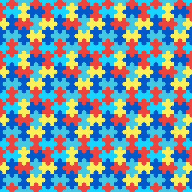 illustrazioni stock, clip art, cartoni animati e icone di tendenza di puzzle modello senza soluzione di continuità - rompicapo immagine