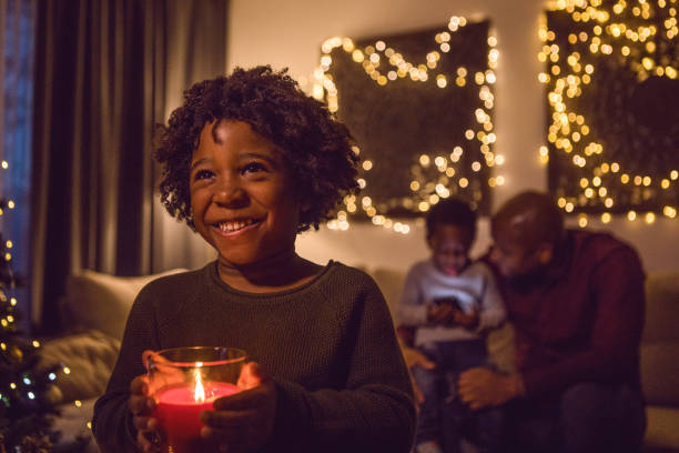istock Beautiful Black boy at Christmas 1190016075