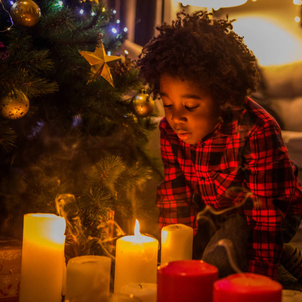 istock Beautiful Black boy at Christmas 1190016485