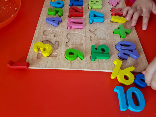 istock numbers colors child hand, childhood,  playing and laarning maths 1190016490
