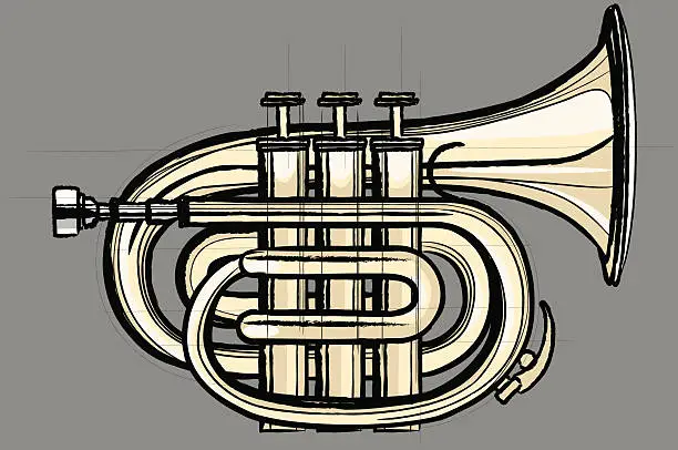 Vector illustration of pocket trumpet