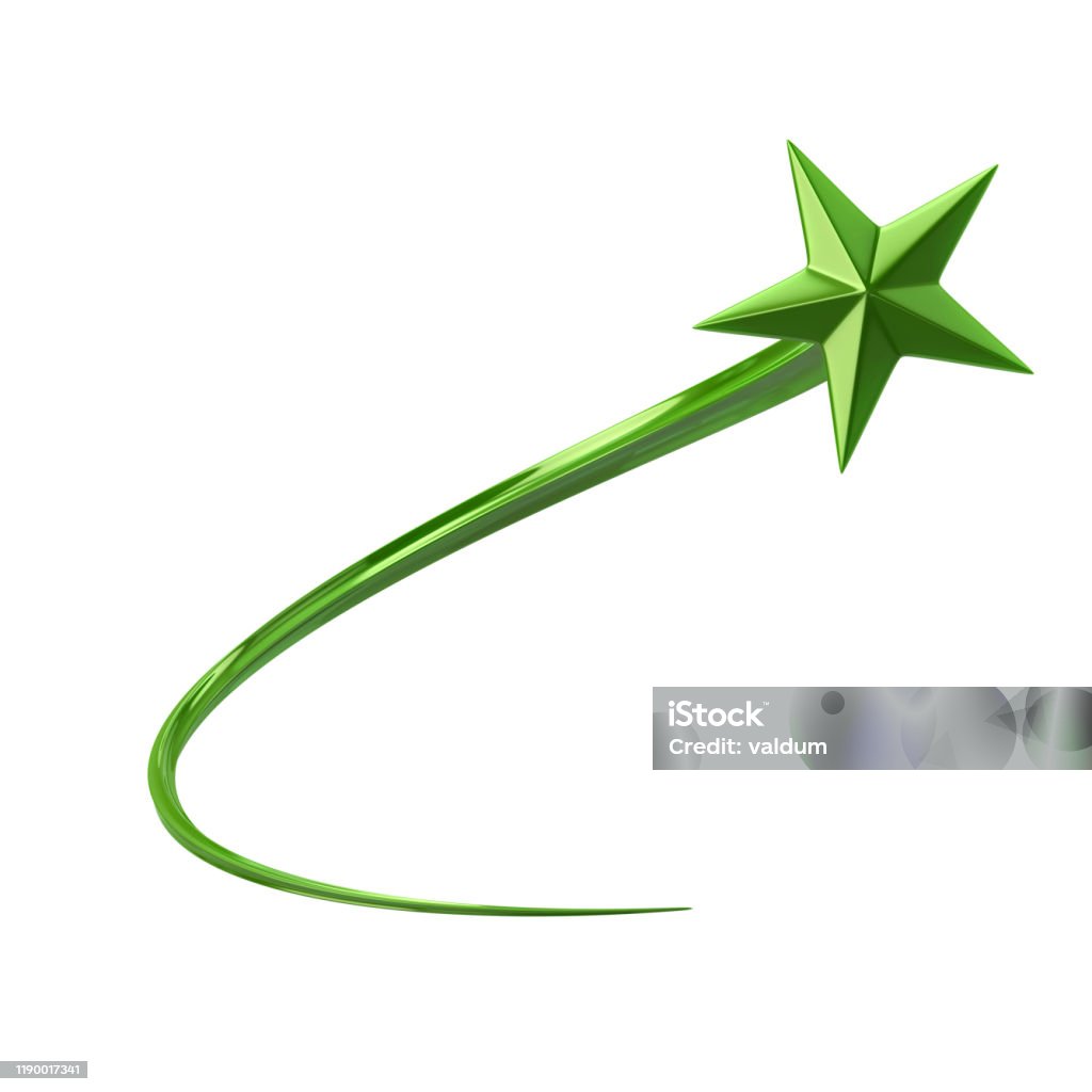 Green Shooting Star 3d Illustration Stock Photo Download Image Now