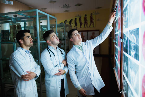 istock A group of surgeon interns is studying fetal development at different stages of pregnancy. Health education concept. Medical students in the classroom with images of ultrasound 1190020262