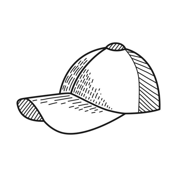 ręcznie rysowana czapka baseballowa izolowana na biało. ilustracja wektorowa. - baseball cap hat merchandise nature stock illustrations