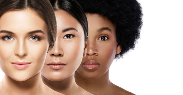 Different ethnicity women - Caucasian, African, Asian. Multi-ethnic beauty. Different ethnicity women - Caucasian, African, Asian. diverse models stock pictures, royalty-free photos & images