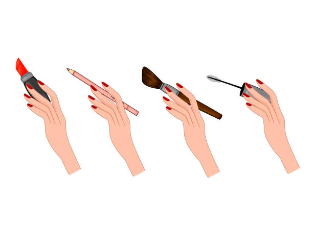 istock Beauty illustration with set of female hands with beauty objects. Cartoon style. Vector constructor. 1190026322