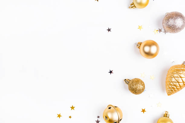 istock Festive white background with Christmas decorations. 1190027847
