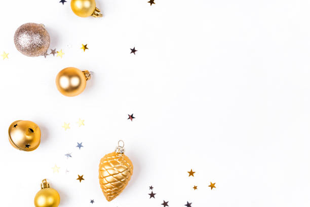 istock Festive white background with Christmas decorations. 1190027851
