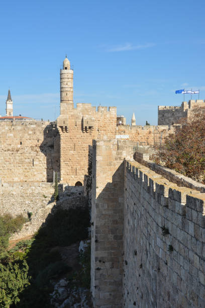 иерусалим, башня давида в старом городе. - jerusalem old city israel wall castle стоковые фото и изображения