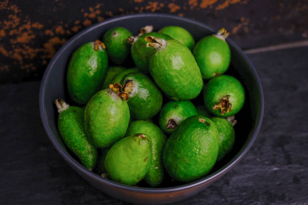 istock Tropical ripe feijoa fruit or acca sellowiana. 1190032624