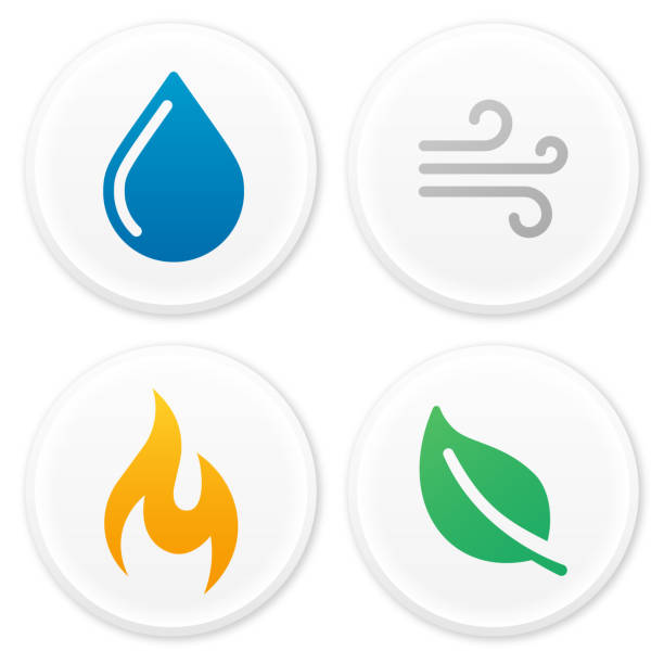 illustrations, cliparts, dessins animés et icônes de quatre symboles et icônes d'éléments naturels - flame sign simplicity symbol