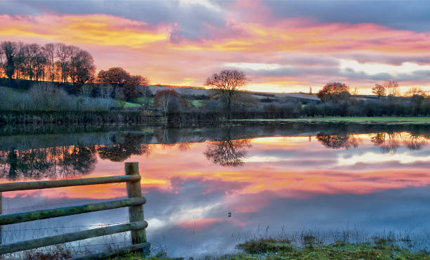 istock Flooded Fields at sunset, Herefordshire UK 1190038446
