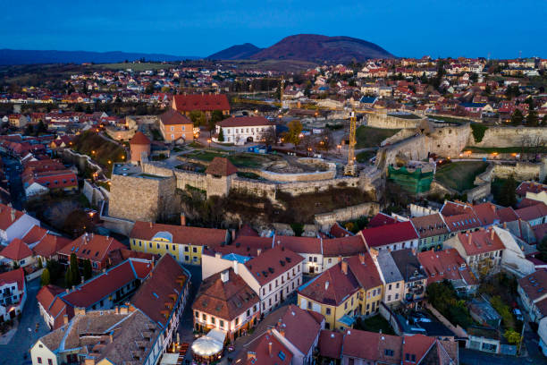 istock Flying over night city area 1190040612
