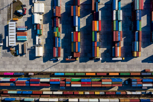istock Aerial view of Container port 1190040655
