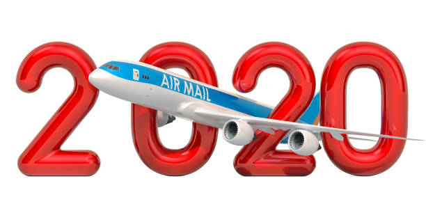 istock 2020 air mail concept with cargo aircraft, 3D rendering isolated on white background 1190041762