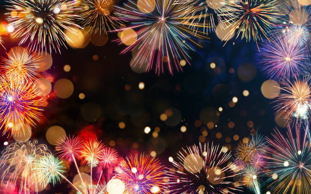 istock Colorful firework with bokeh background. New Year celebration. 1190044550