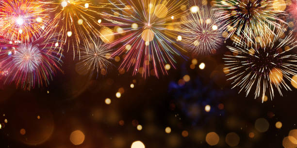 istock Colorful firework with bokeh background. New Year celebration. 1190044591