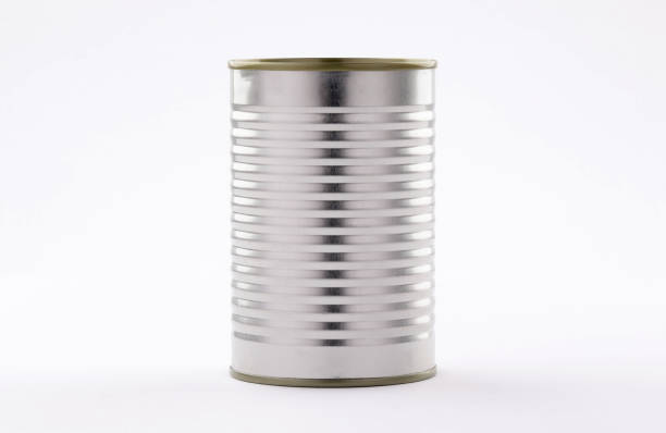 metal tin cans foods easy open on white background metal tin cans foods fruits Vegetables legumes tuna meat easy open on white background high and low angle can stock pictures, royalty-free photos & images