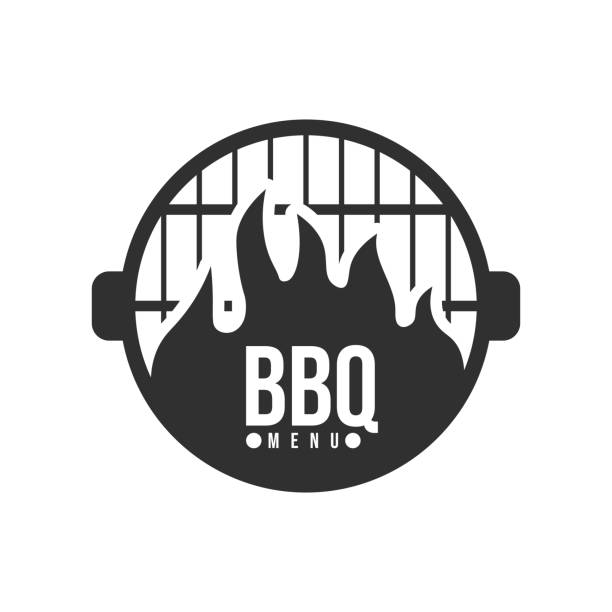 Barbecue and grill label. BBQ emblem and badge design. Restaurant menu logo template. Vector illustration. Barbecue and grill label. BBQ emblem and badge design. Restaurant menu logo template. Vector illustration bbq logos stock illustrations