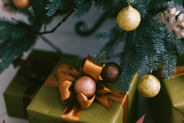istock Christmas gift box with decoration 1190047928