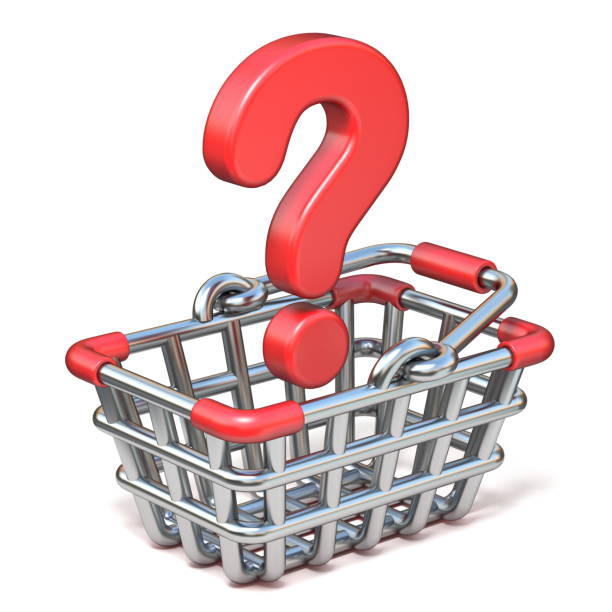 istock Shopping basket and red question mark 3D 1190057351
