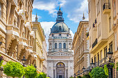 Downtown Budapest Hungary with St Stephens Basilica