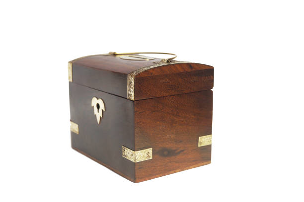 Small wooden box on white background.