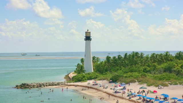 AERIAL Cape Florida Light in Bill Baggs State Park on Key Biscayne, FL