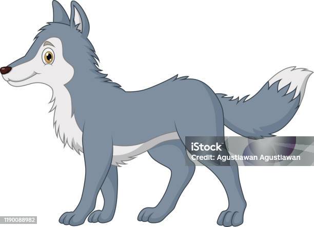 Cartoon Wolf Sitting On White Background Stock Illustration - Download  Image Now - Wolf, Cartoon, Cute - iStock