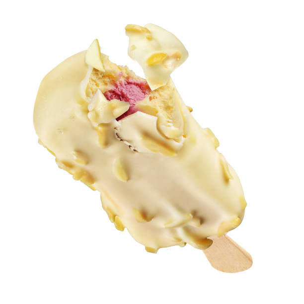 istock Bitten ice cream popsicle with white chocolate coating isolated 1190089238