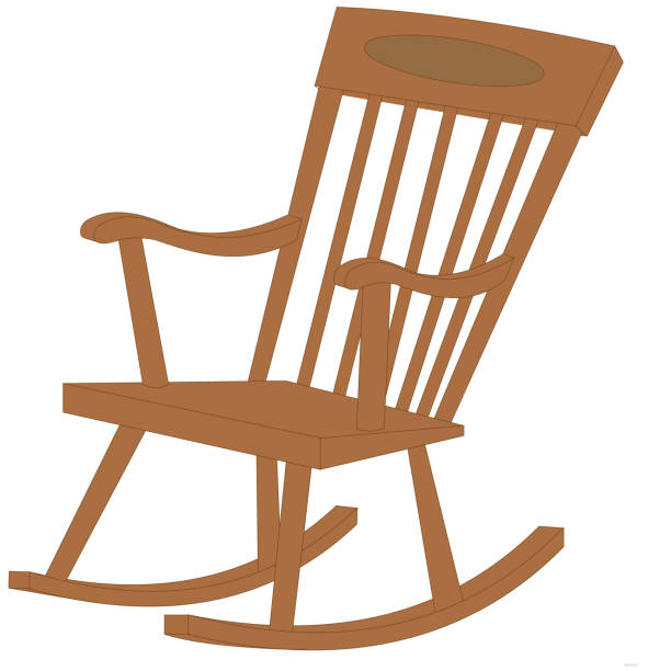 illustrazioni stock, clip art, cartoni animati e icone di tendenza di sedia a dondolo in legno - sedia a dondolo