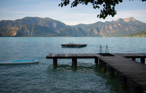 istock Empty wooden pier at lake Attersee 1190107454